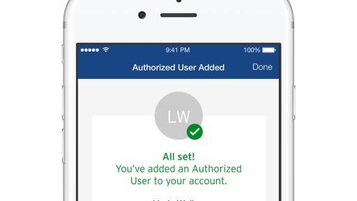 Smartphone showing the Citi Authorized User Functionality page open.