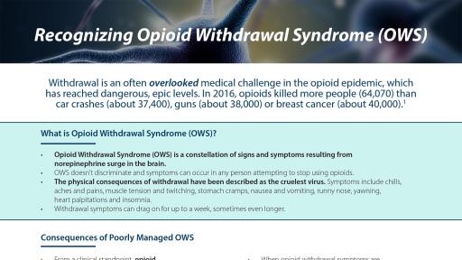 Opioid Withdrawal Syndrome (OWS) Fact Sheet