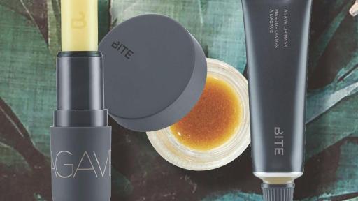 Agave products laid on a floral-green background.