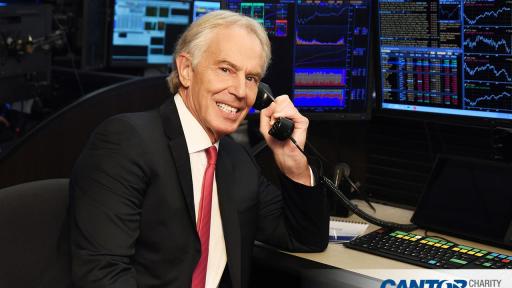 Tony Blair on the phone raising money for Cantor