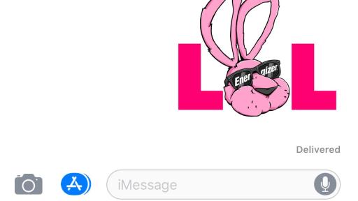 iPhone stickers for iMessage featuring the Energizer Bunny&trade;
