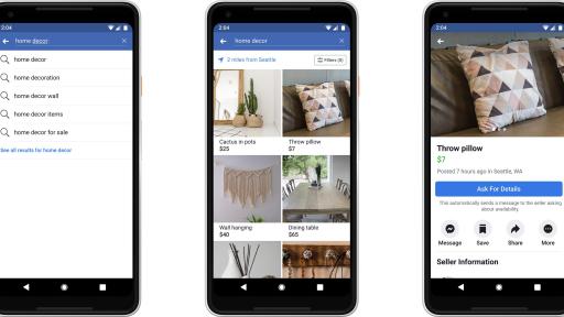 Phone screens displaying Facebook