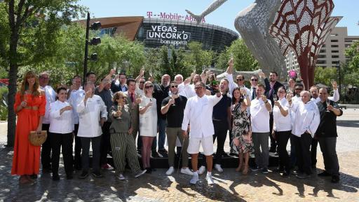 More than 20 iconic chefs gathered for the 12th annual Vegas Uncork&rsquo;d by Bon App&eacute;tit Saber Off at MGM Resorts&rsquo; The Park (credit Las Vegas News Bureau)