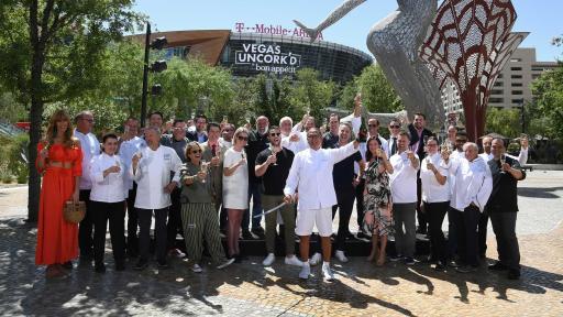 Renowned chefs gathered for the 12th annual Vegas Uncork&rsquo;d by Bon App&eacute;tit Saber Off at MGM Resorts&rsquo; The Park (credit Las Vegas News Bureau)