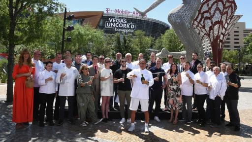 The 12th annual Vegas Uncork&rsquo;d by Bon App&eacute;tit kicked off with a champagne saber-off MGM Resorts&rsquo; The Park (credit Las Vegas News Bureau)