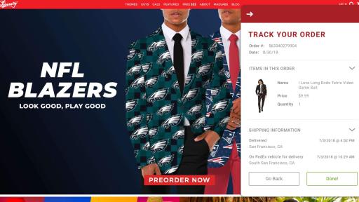 Screenshot of the order tracking website page.