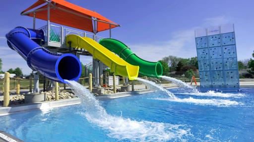 Water slides at the SC Johnson Community Aquatic Center