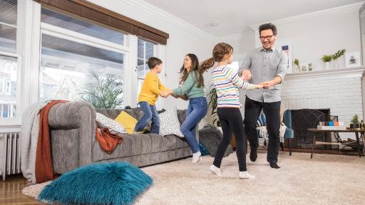 Family Room with Happy Family