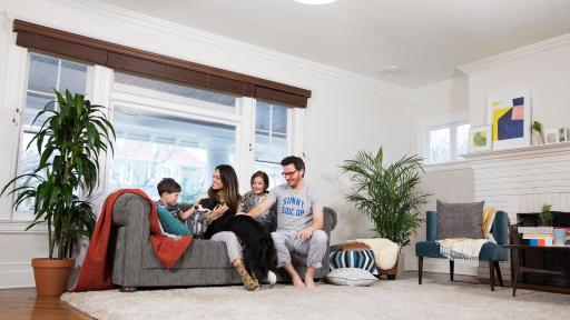 Family Room Everyone in Pajamas