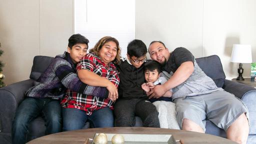 Family photo on a couch