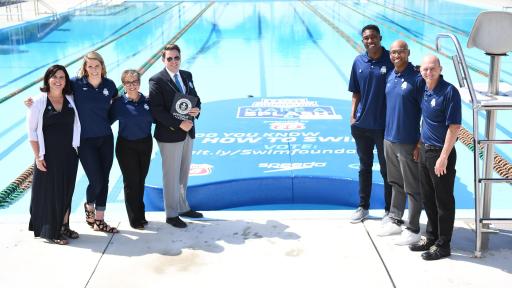 GWR Kickboard flanked by USASF Ambassadors