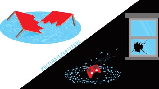 illustration on broken table and window