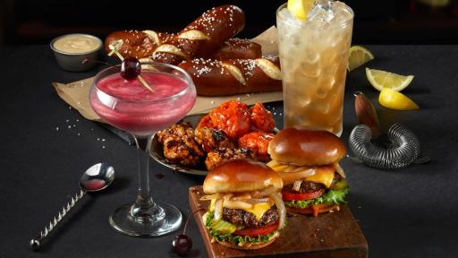Long Island Tea, Shimmering Diva, Warm Pretzels, Sliders and Wings
