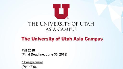 Admission Info of The University of Utah Asia Campus