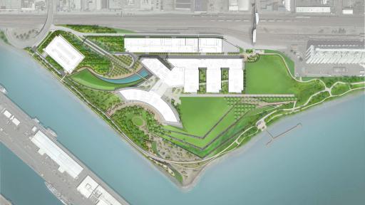 3D Architectural rendering of a top view of the new Expedia office.