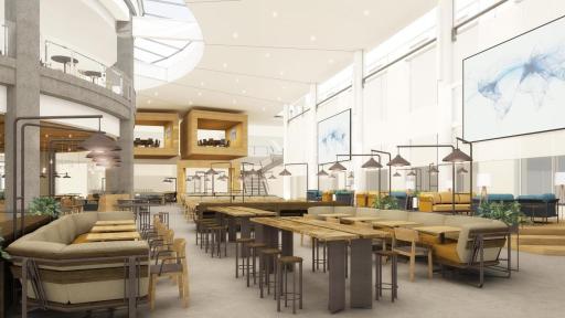 Architectural rendering of the office market hall