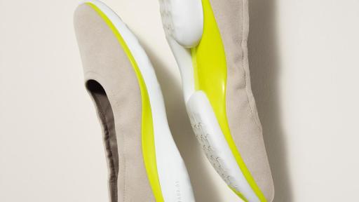 Gray, lime green, and white shoes