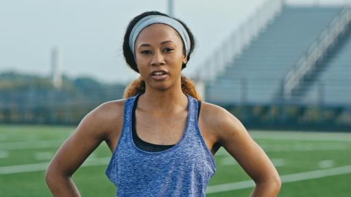 Girl in running clothes