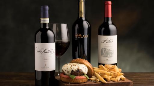Caprese-style Wagyu Burger and Antinori Wines