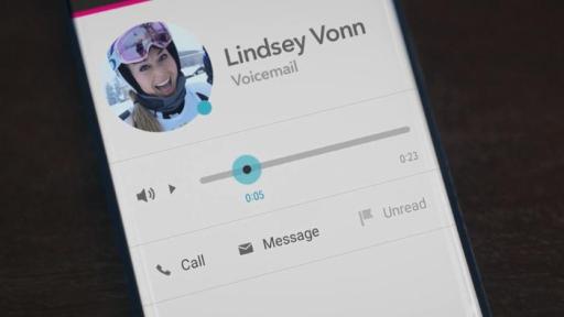 Phone with voice mail from Lindsey Vonn