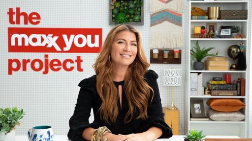 Genevieve Gorder looks into the camera against a background that says the Maxx you Project