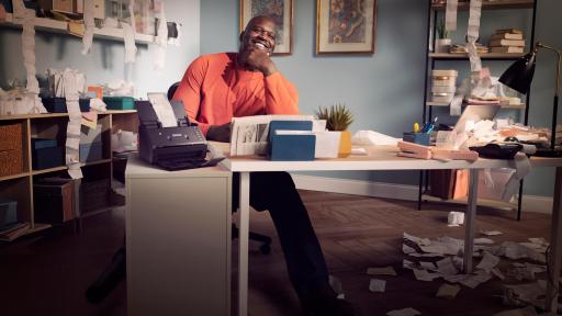 Shaquille O&rsquo;Neal highlights how Epson receipt scanners are a fast, easy and smart way to alleviate stress in a digital ad campaign.