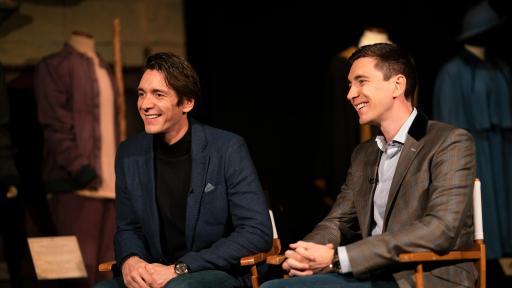 Film actors, James Phelps and Oliver Phelps at Harry Potter&trade;: The Exhibition at the Pavilion of Portugal in Lisbon, Portugal