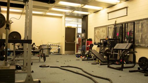 Weight room of Michele Clark High School prior to renovation