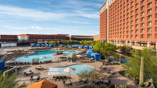 Talking Stick Resort on a sunny day with pools.