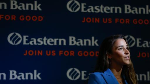 Aly Raisman shares details of her “Flip the Switch” campaign and partnership with Darkness to Light at an event with Eastern Bank in Boston on October 16, 2018.