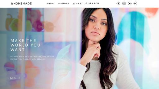 Image of HOMEMADE website with a hero image of Ayesha