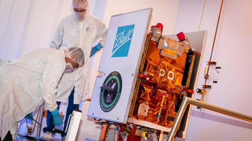 The Ball Aerospace-built small satellite for NASA’s Green Propellant Infusion Mission is prepped for shipment to Florida for launch