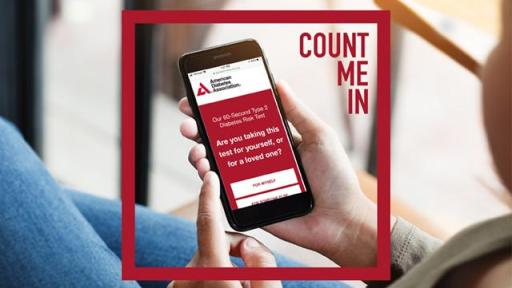 Person holding a mobile phone looking at the Count Me In campaign