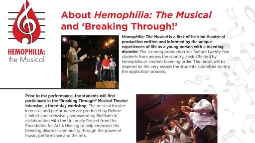 About Hemophilia: The Musical and ‘Breaking Through!