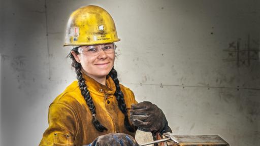 Woman in hardhat