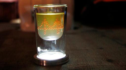 Bulleit Bourbon "Beta Test" 3D-printed cocktail is seen at the Bulleit 3D Printed Frontier Launch at 16th Street Station on December 6, 2018 in Oakland, California. (Photo by Kimberly White/Getty Images for Bulleit Frontier Whiskey)