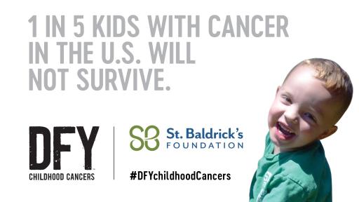 Share this image on social media using the hashtag #DFYchildhoodCancers and #StBaldricks.