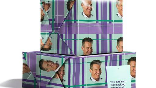 Esurance Makes Holidays Surprisingly Painless with Dennis Quaid Wrapping Paper