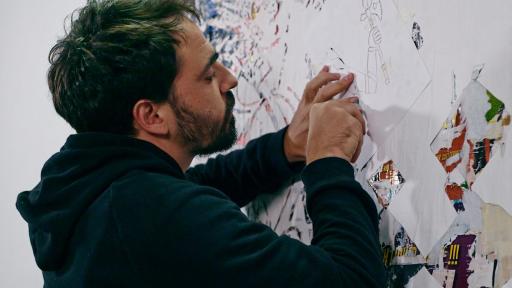 Vhils working on artwork