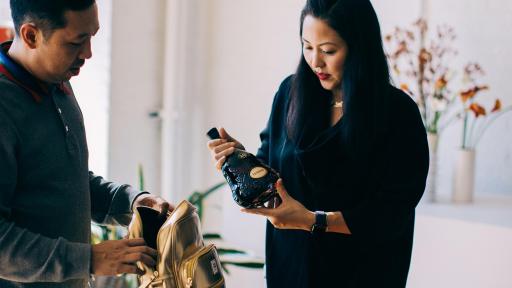 The Hennessy X.O “East Meets West” Travel Bag by Opening Ceremony is inspired by OC co-founders’ Carol Lim and Humberto Leon’s heritage and world travels, with an aesthetic that blends tradition and heritage with modern elements.