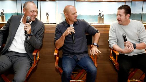 Kelly Slater, Breitling USA President Thierry Prissert and Outerknown CEO Mark Walker