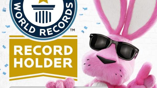 Energizer banner that says Guinness World Records and has an image of the battery and Energizer bunny.