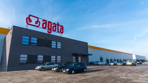 Corner shot of building with sign