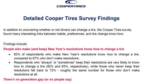 Detailed Cooper Tires Survey Findings