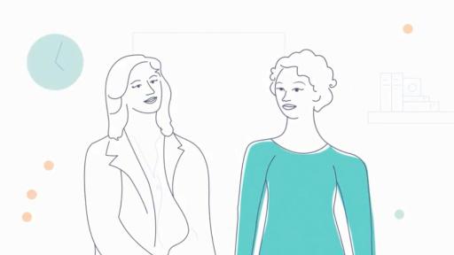 Graphic of women talking to doctor