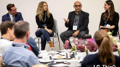 LG ThinQ Forum panelists Mohammed Ansari, Carley Knobloch, Naomi Makofsky and moderator Will Thompson