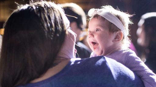 Mother holding child