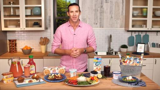 Image of a man talking about food products.