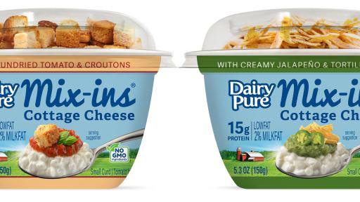 DairyPure Mix-ins savory flavors; Creamy Jalape&ntilde;o & Tortilla Strips and Sundried Tomato & Croutons