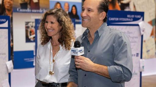 Howard Lutnick, Cantor Fitzgerald Chairman & CEO and Edie Lutnick, President of the Cantor Fitzgerald Relief Fund speaking on behalf the Puerto Rico Family Relief Program.